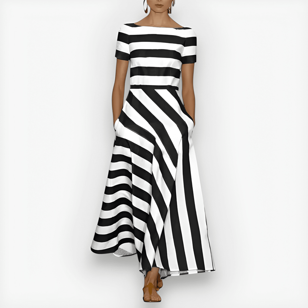 Clara™ | Robe Maxi Rayures Graphiques