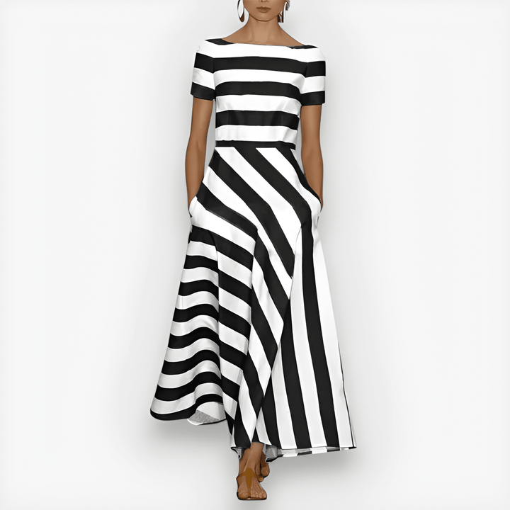 Clara™ | Robe Maxi Rayures Graphiques